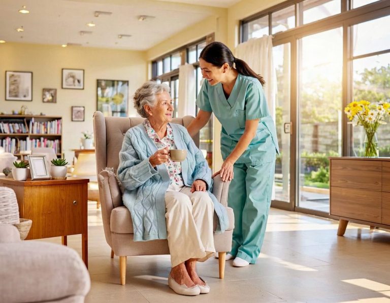 nurse with client